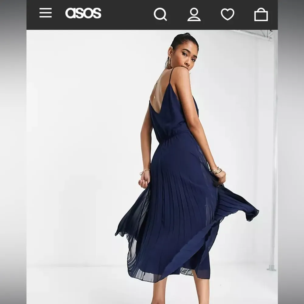 ASOS Navy Pleated Midi Dress - Image 6