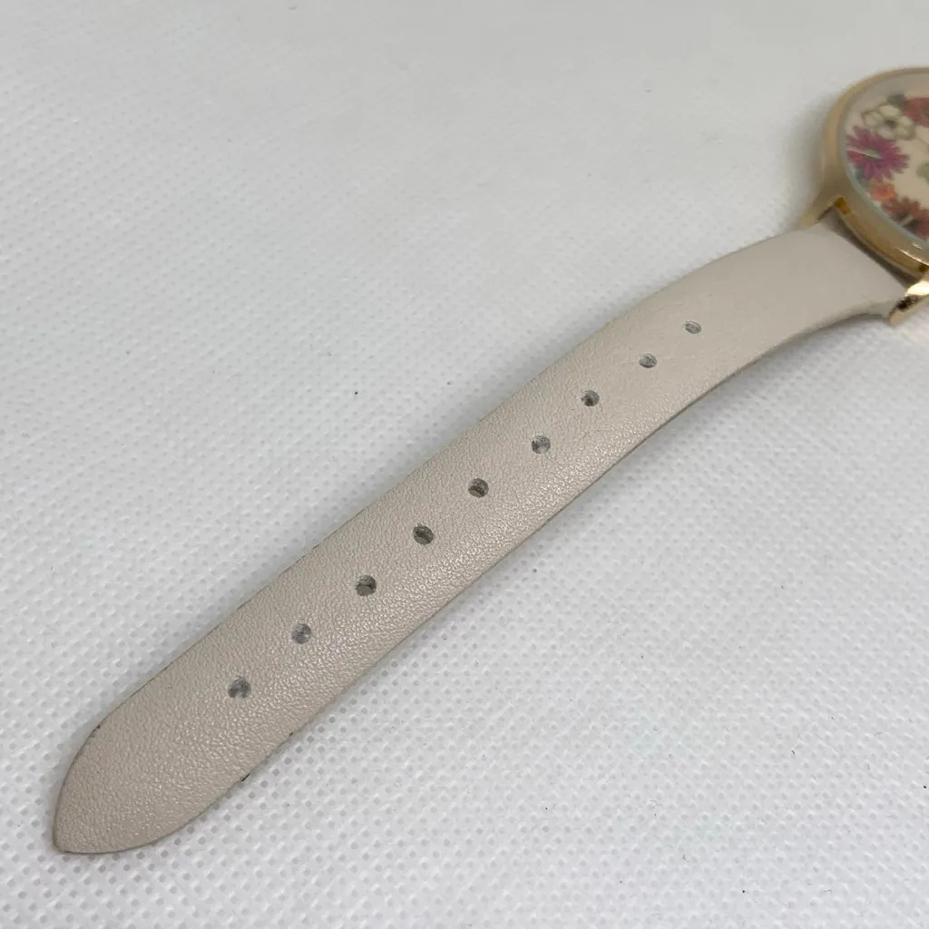 Women’s floral dial women’s watch gold tone 36mm round quartz leather running - Image 4