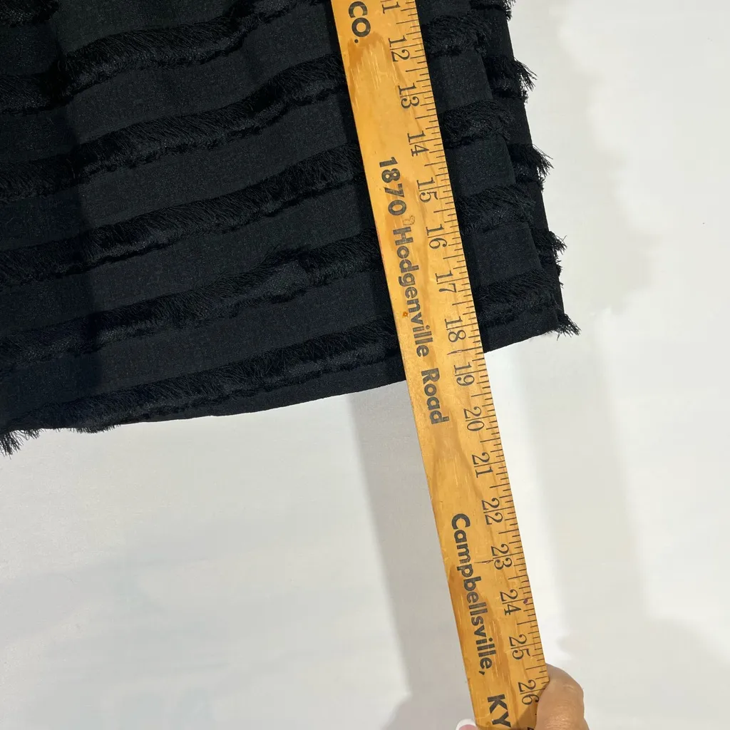 H&M TIERED FRINGE SKIRT ALINE‎ FULL TIE BELT POCKETS ELASTIC WAIST 8 BLACK A74 - Image 11