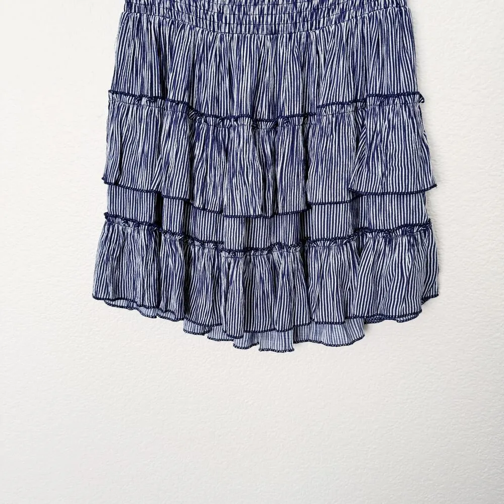 [Rachel Parcell] Smocked Blue Striped Ruffle Tiered Mini Skirt NWT Summer Sz XL - Image 6