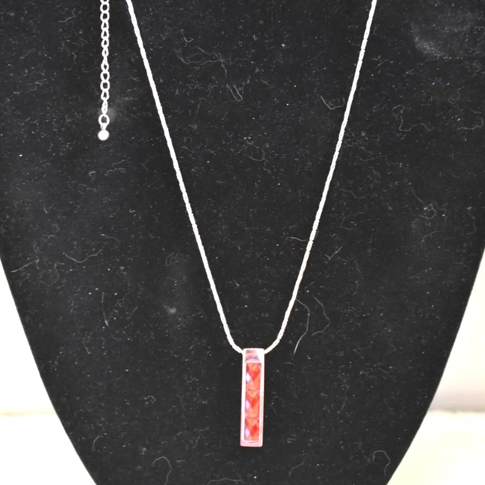 NWT C&B Stunning Red Rhinestone Pendant Silver Tone Link Chain 18"-20" Necklace - Image 2