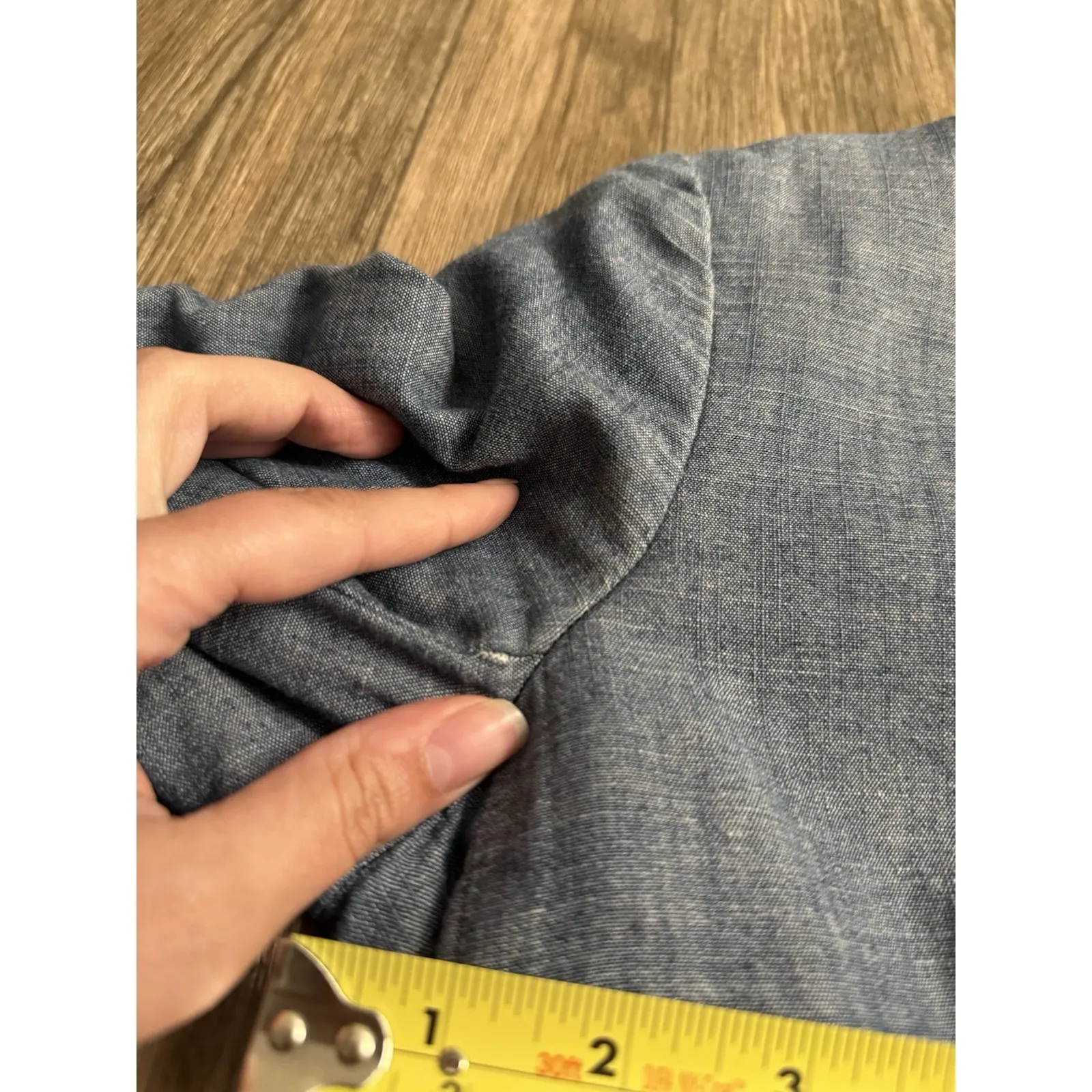 J. Crew Womens Sz 4 Chambray Blue Cotton Jacket Blazer Coat Long Sleeve Classic - Image 8