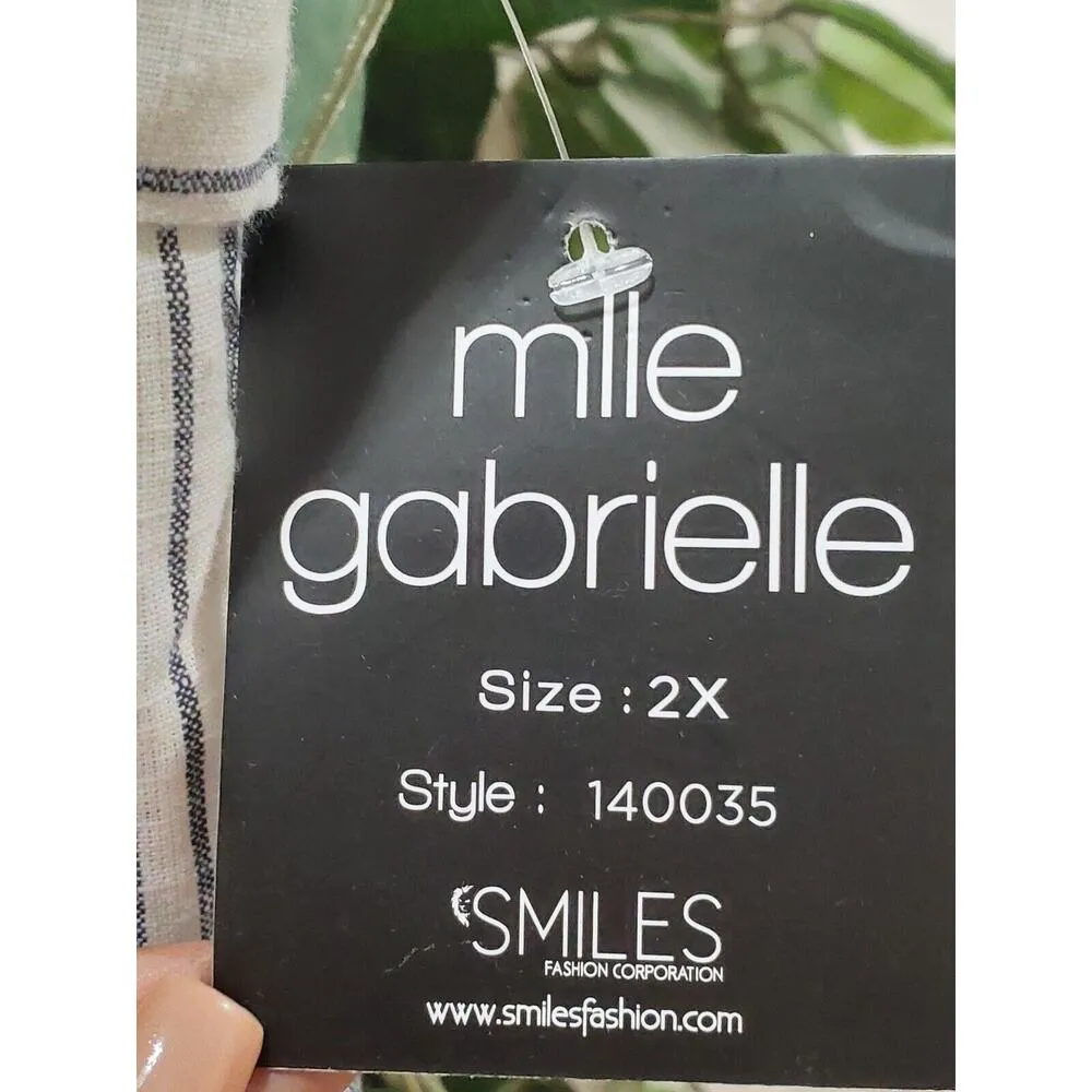 Mlle Gabrielle Women's White Cotton High Rise Pull On Wide Legs Trouser Pant 2X - Image 5