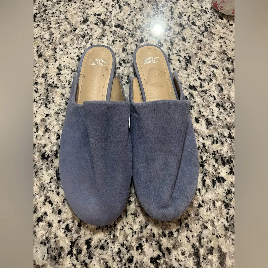 Johnston & Murphy Blue Suede Leather Mules Size 8 - Image 2