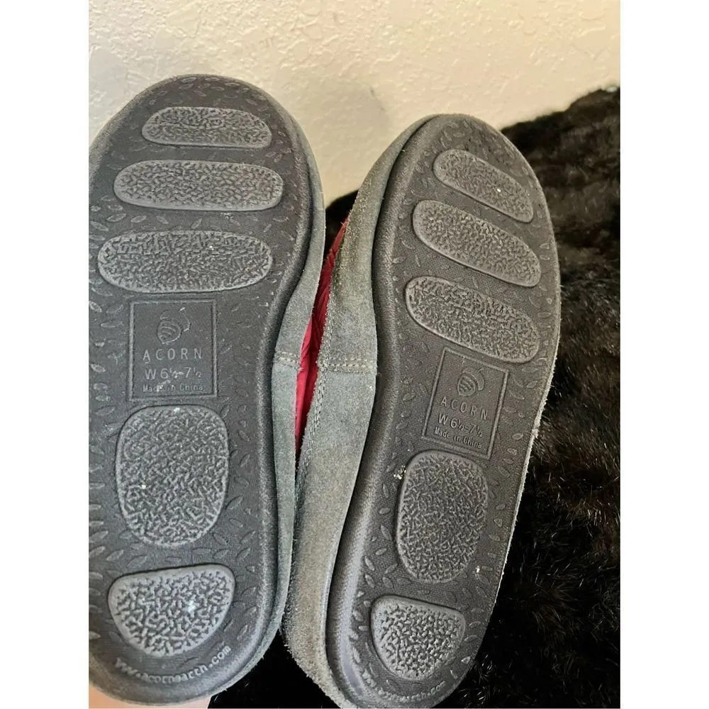 Acorn Women’s Maroon Burgundy Puffer Slip On Slipper Shoes Size 6.5 - Image 6