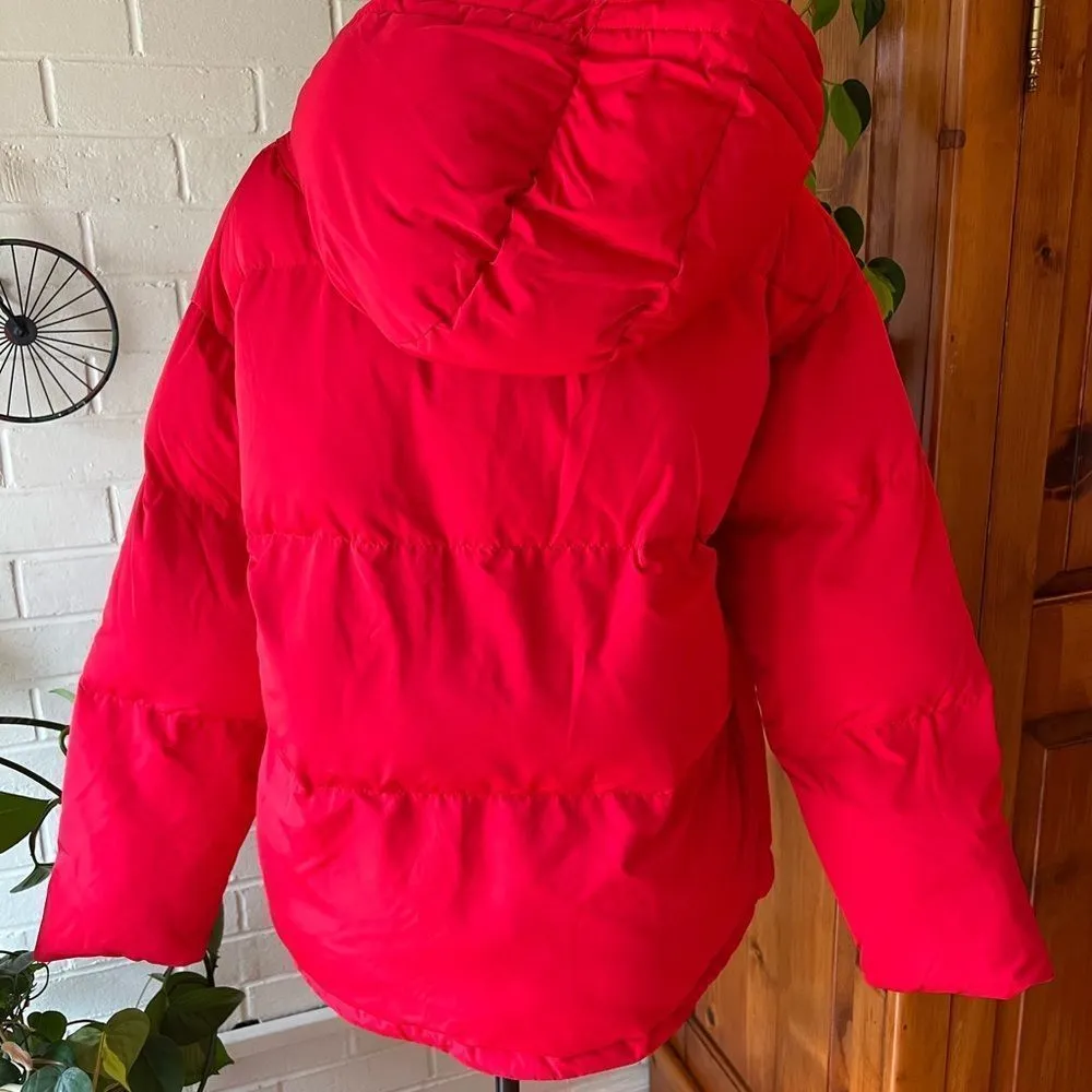 Rebecca Minkoff Zayne Puffer Jacket Color Red Hooded Size L - Image 10