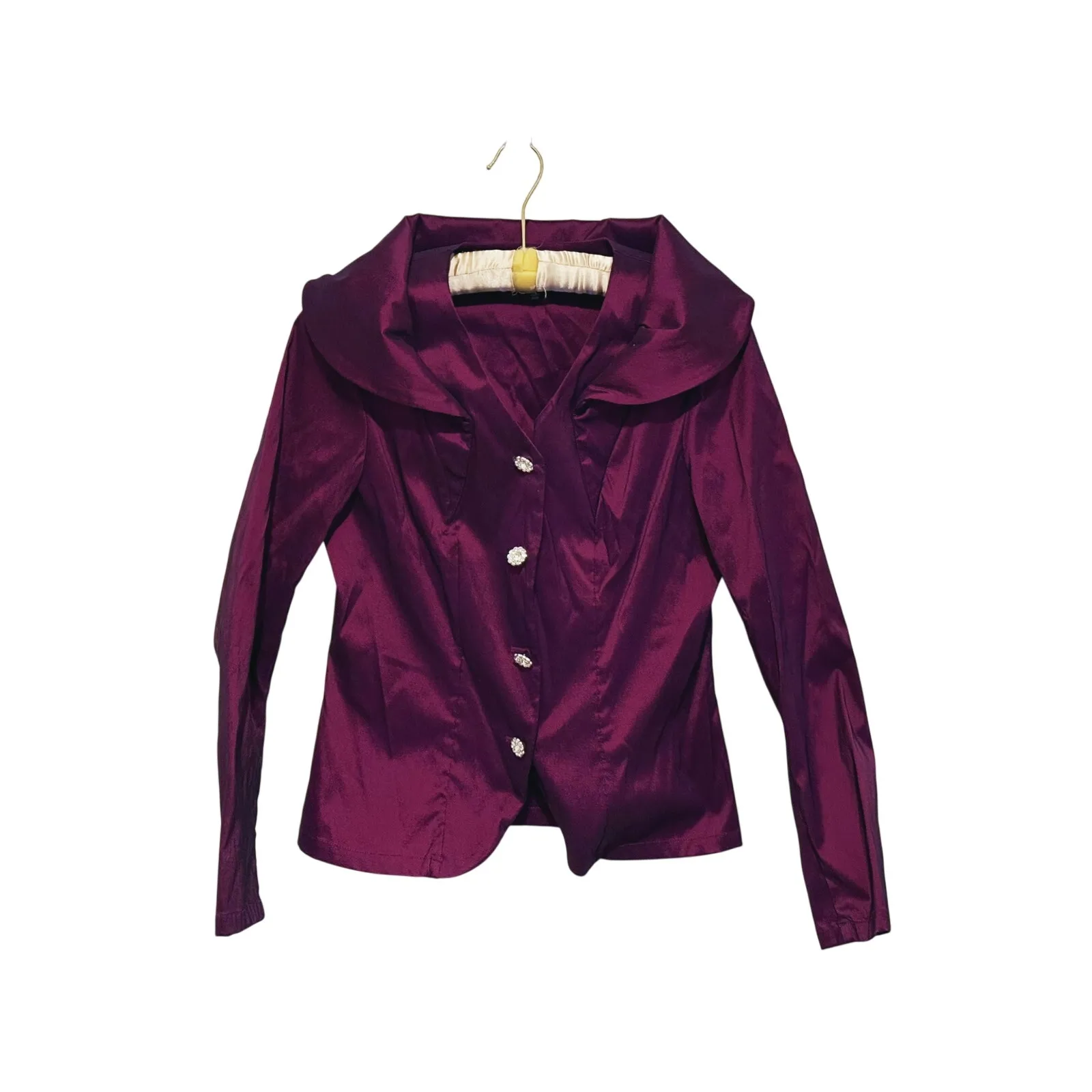 Samuel Dong Burgundy Satin Skirt Suit Set M Romantic Power Vintage Executive Red Size M - Image 2