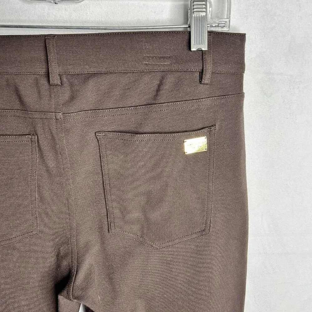 Michael Kors Women's Brown Stretch Knit Structured Pants Sz 4 (30x29) - Image 7