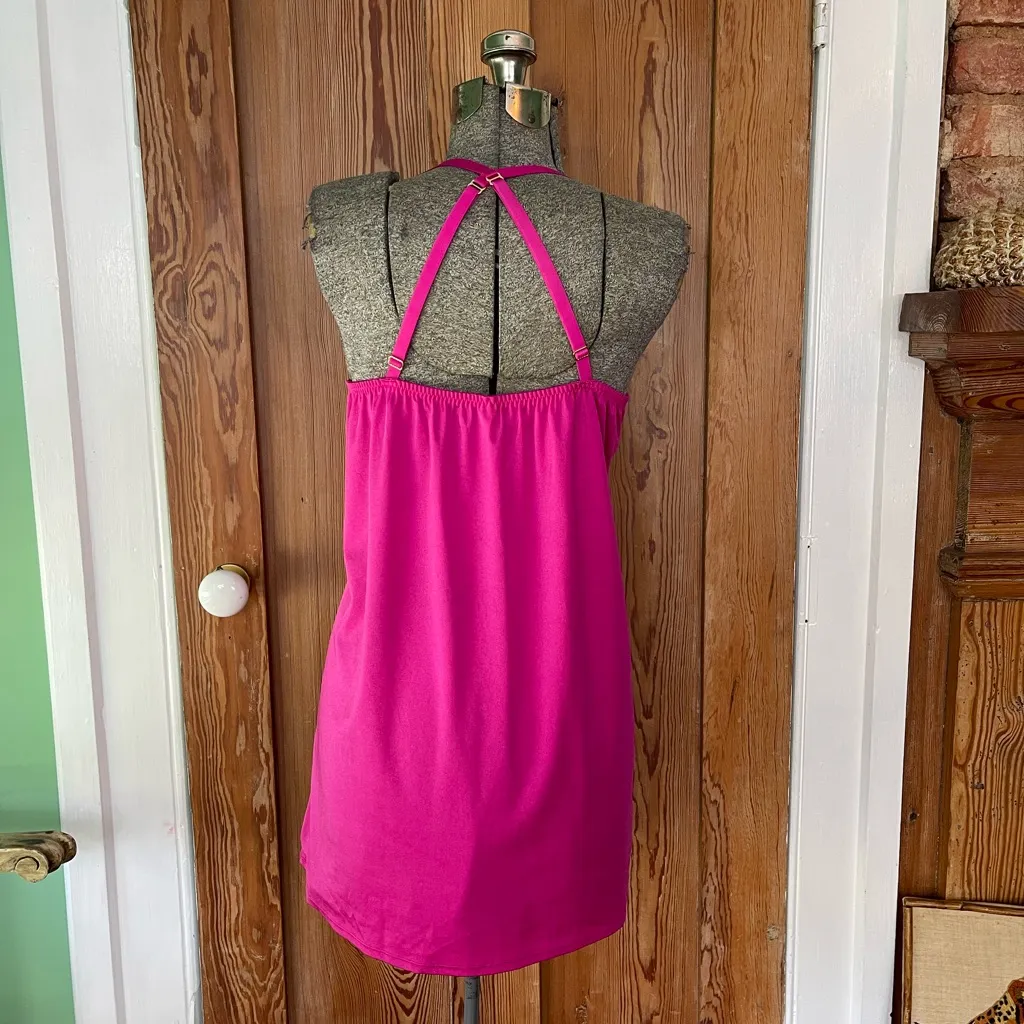 Cacique Cowl Neck Adjustable Strap Slip Dress Nightgown Hot Pink Sz 14/16 💚🍄 - Image 4