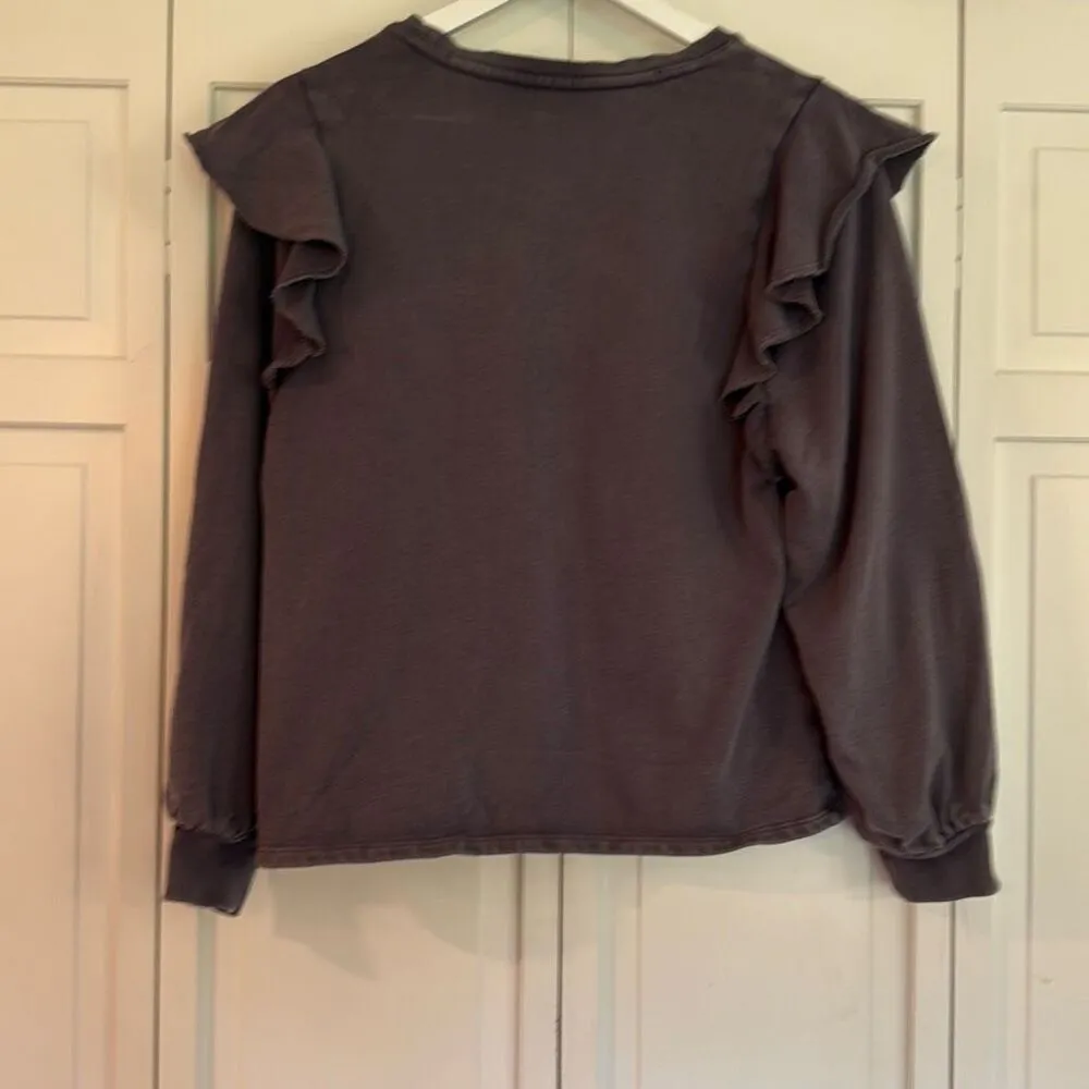 Universal Thread purple grey ruffle shoulder crewneck sweater M - Image 7