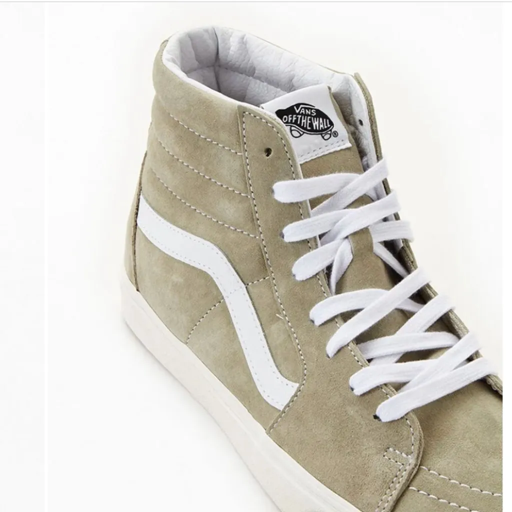 NEW Vans  Sk8-Hi Pig Suede Moss Gray Snow White / Mint Green  M8.5 W 10 - Image 4