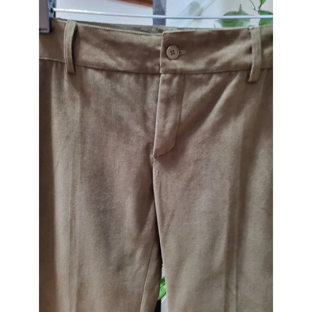 Zara Basic Women's Brown 100% Cotton Mid Rise Pull On Bootcut Dress Pant Size 8 - Image 2