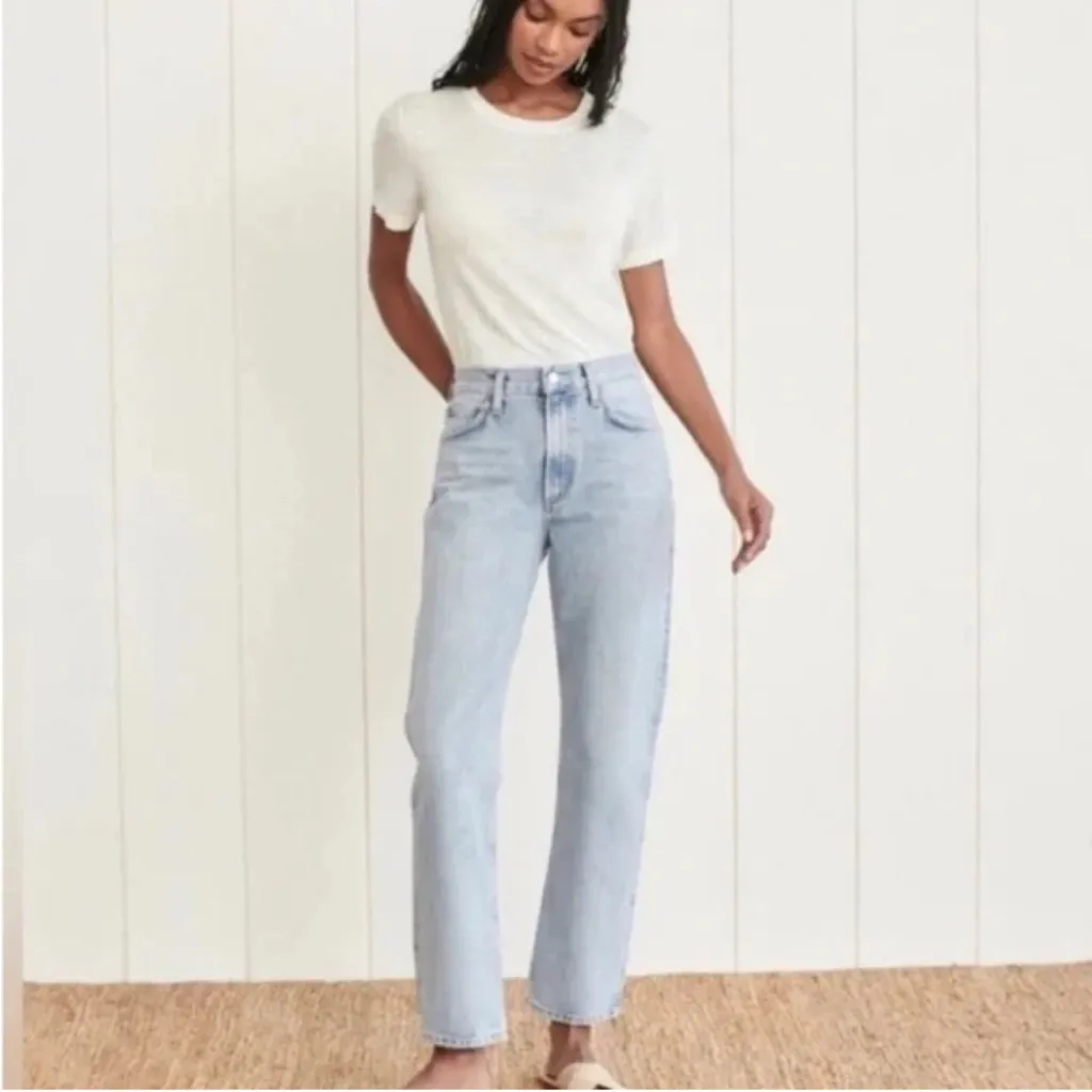 NWT Agolde Denim Mia‎ Jean Mid Rise Straight Light Wash Jeans Sz 25 - Image 4