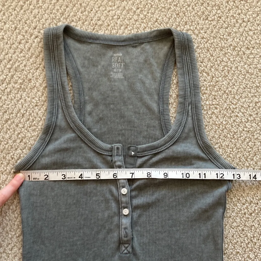 Aerie Real Soft Stretch Tank Top Army Green Size XS Fair Condition - Image 4