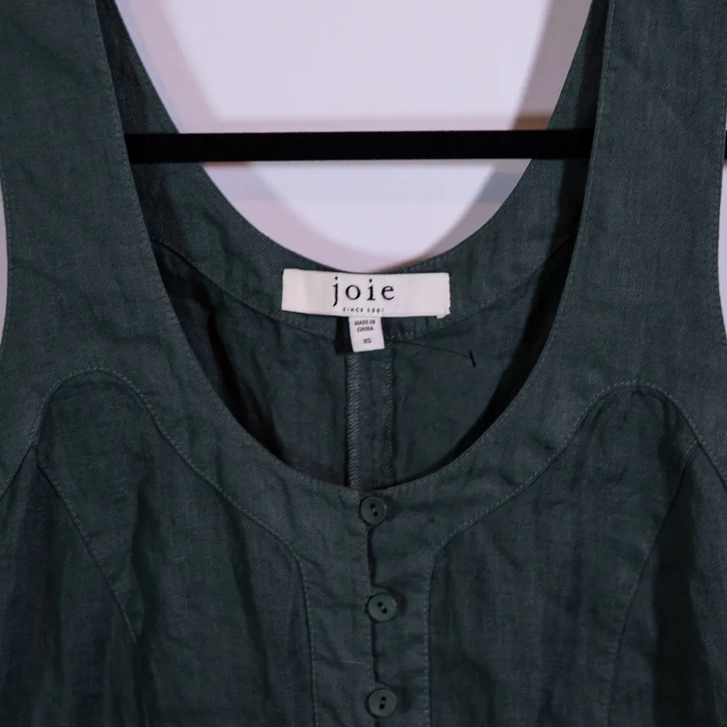 Joie Priya Woven Linen Lightweight Button Mini Romper Playsuit Jungle Green XS - Image 2