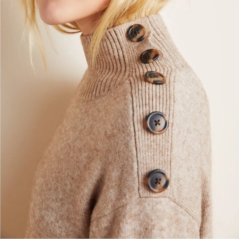 Anthropologie Margarita Tunic Sweater Tan Mock Neck Size Small - Image 11