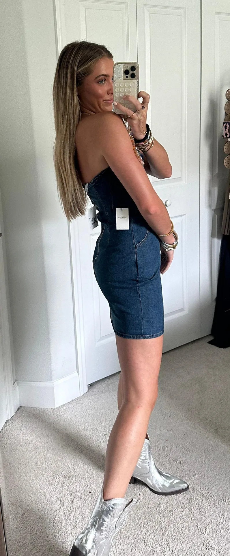 Strapless Denim Mini Dress - Image 2