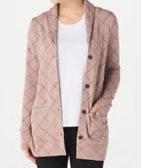 Cuddl Duds Comfortwear shawl collar button front fleece lined cardigan M - Image 1