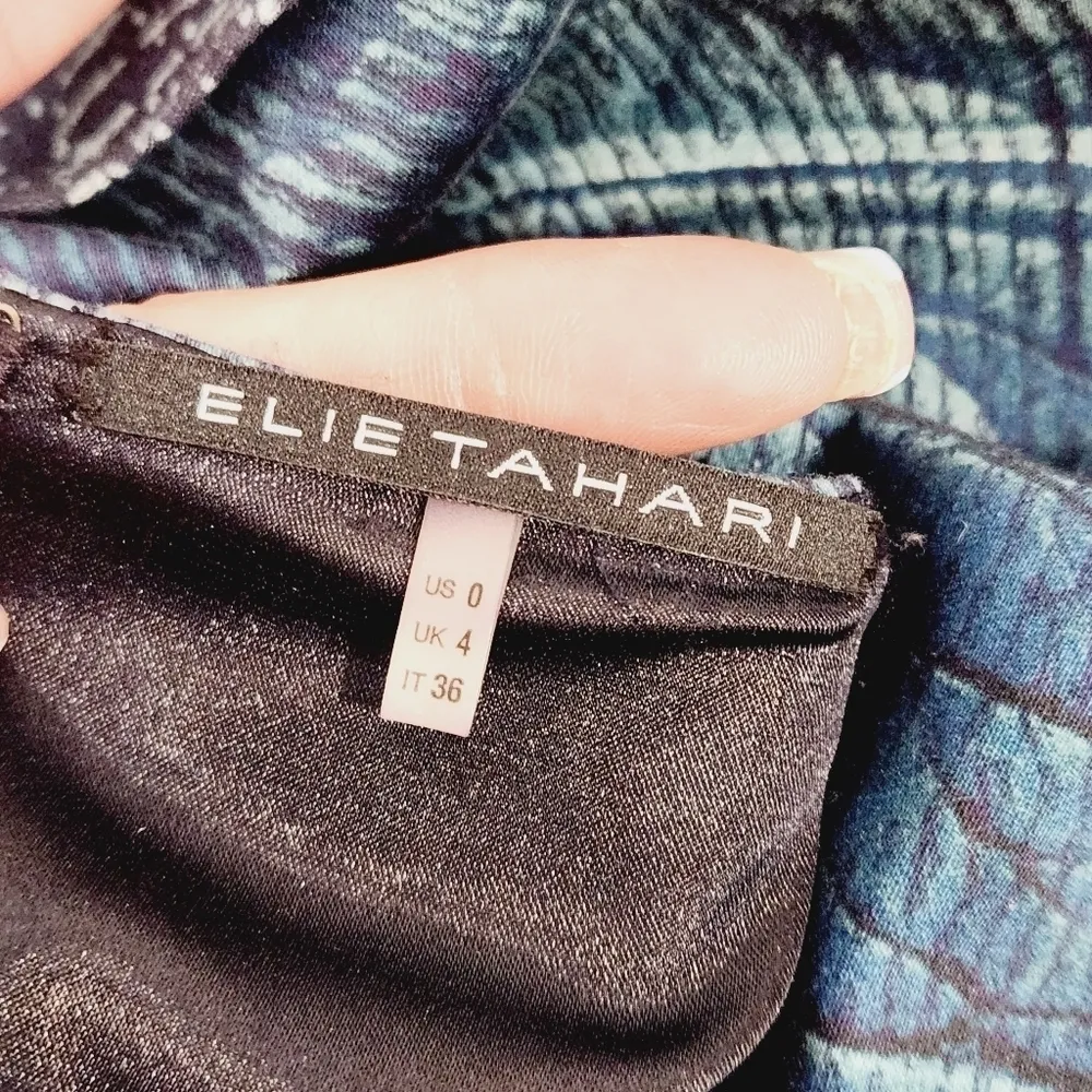 ELIE Tahari Rare Aquamarine dark blue liquid marble Sheath Dress Size 0 - Image 10