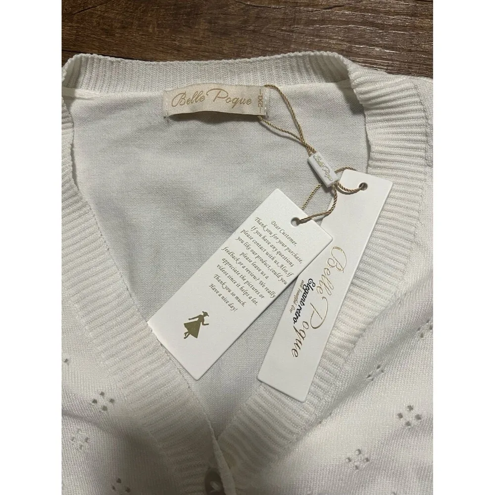 NWT pointelle coquette knit dainty cardigan top White Size 2X - Image 3