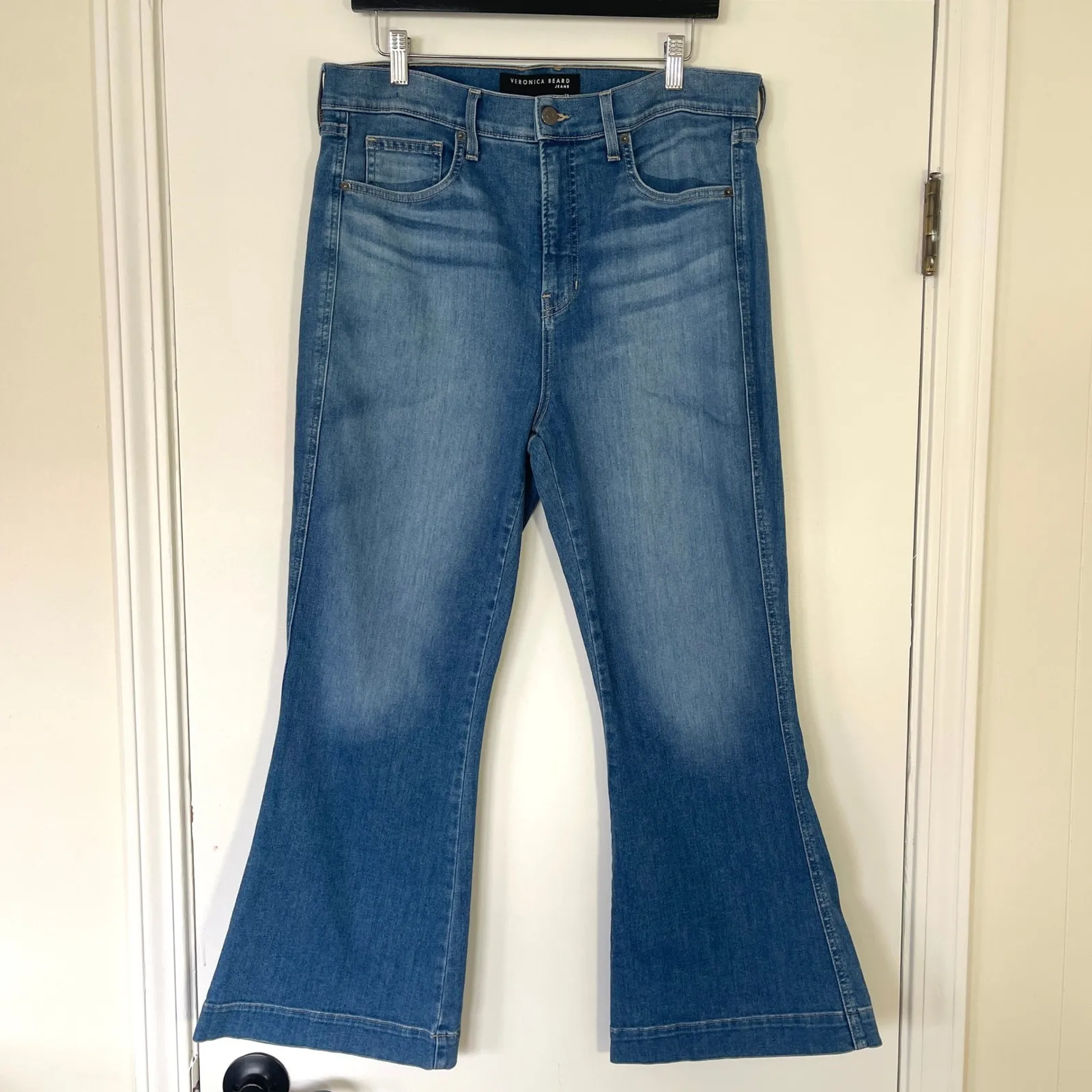 Veronica Beard Carson Ankle Flare High Rise Jeans Mystic Blue Wash Size 32 - Image 3