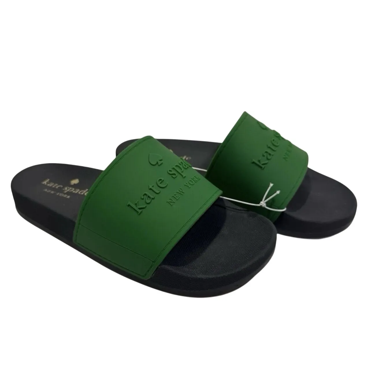 Kate Spade New York Green Black Logo Slide Sandals Pool Beach Size 8 - Image 4