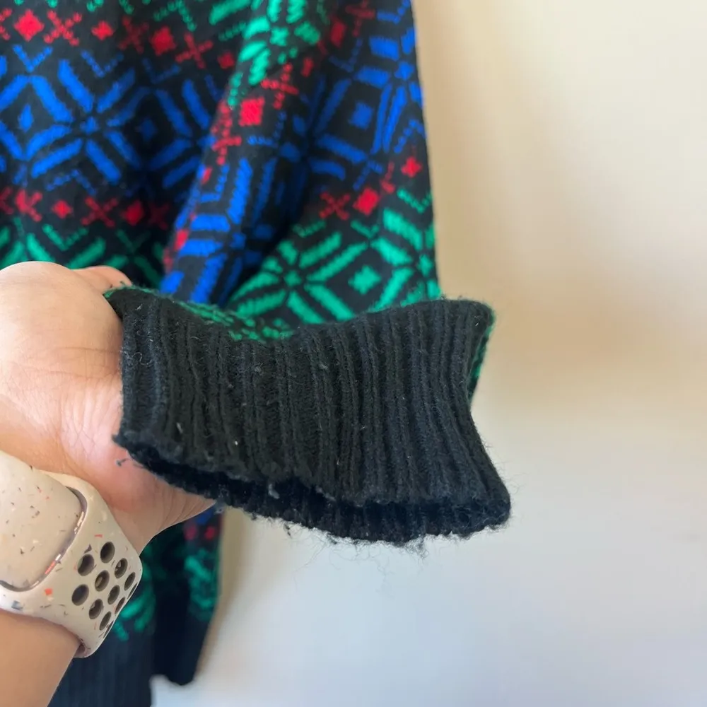 Urban Outfitters Vintage Renewal Black Multicolor Snowflake Ski Knit Sweater - Image 5