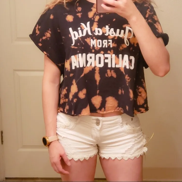 Tie Dye  Ultra Cotton Cropped Shirt Sz XL - Image 2