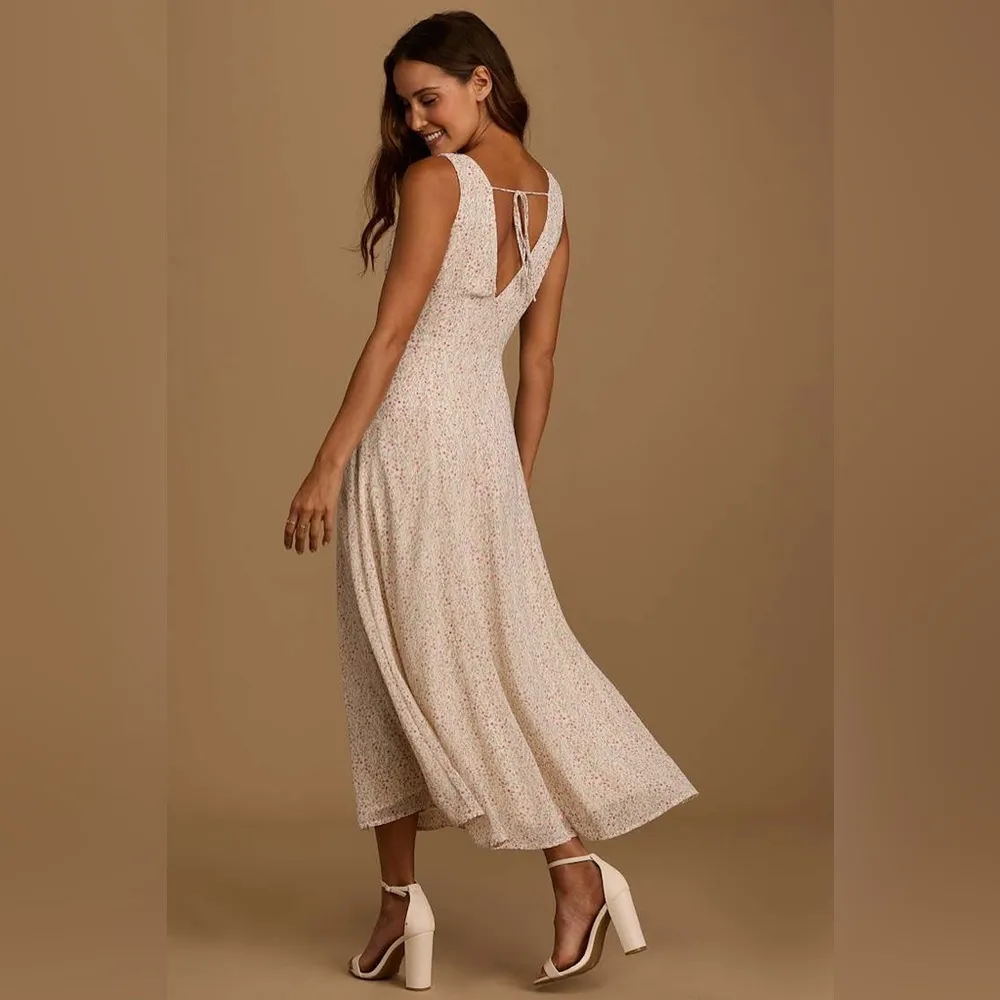 LULU’S Your Only Darling Ivory Floral Print Sleeveless Midi Dress - Image 9