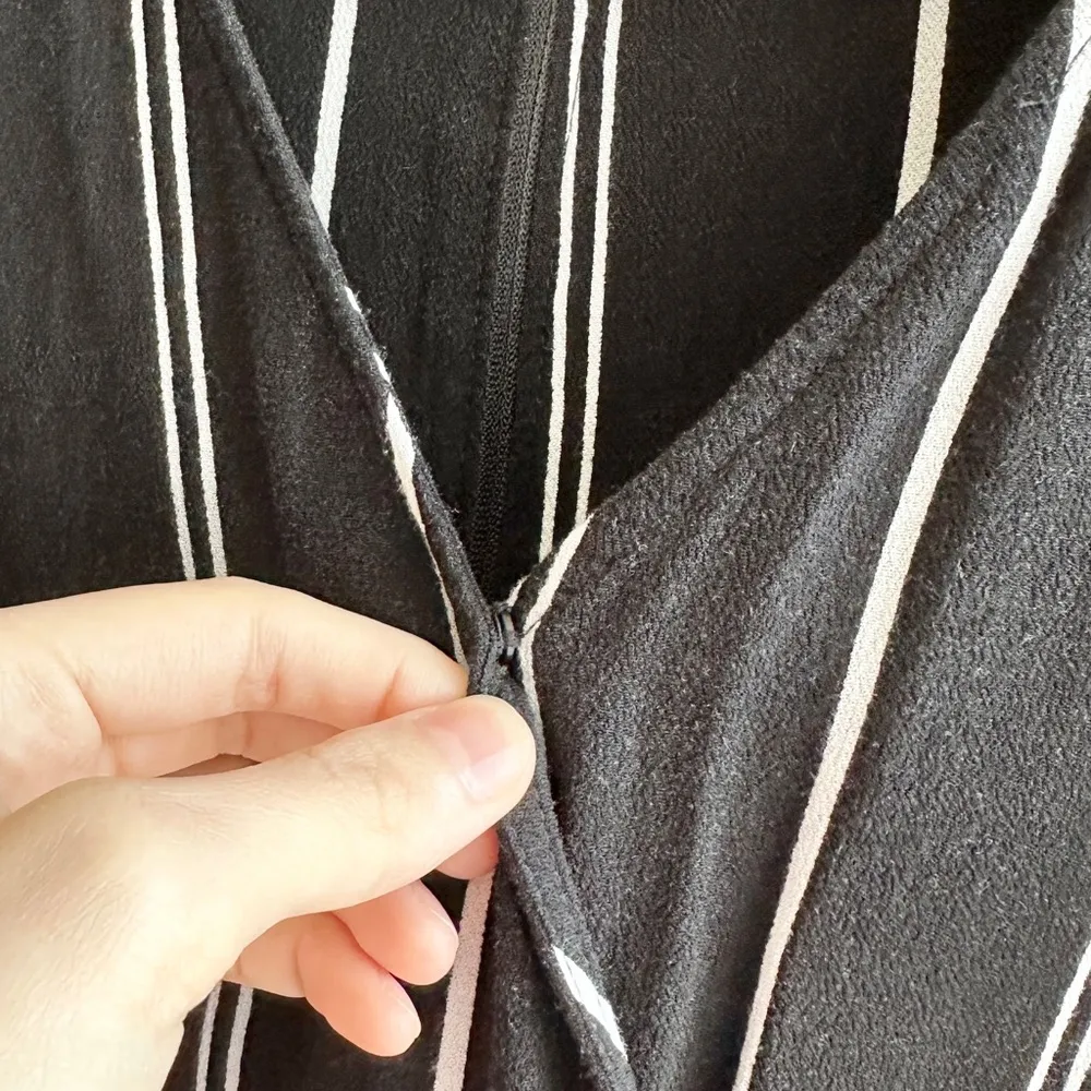 xhilaration Black and White Striped V-Neck Wrap Mini Dress, Size Small - Image 6