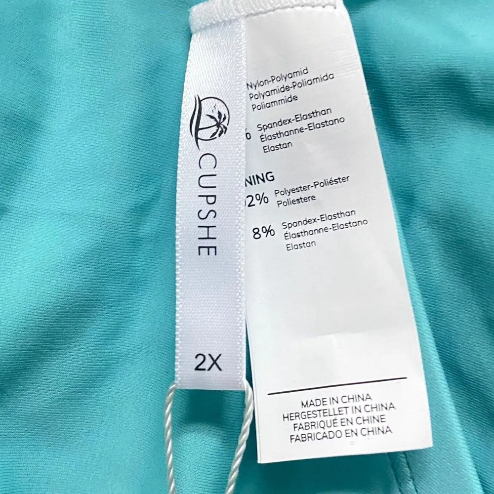 CUPSHE Woman's Sz 2X Teal Blue Cut Out One Piece Swimsuit Padded Stretch - Image 6