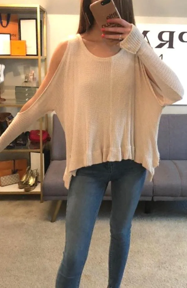 Jolie LA Cold Shoulder Light Pink Sweater  - Image 3