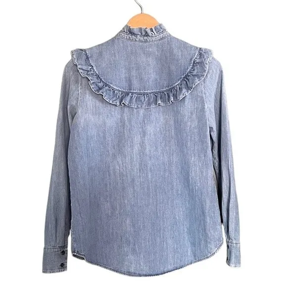 Paris Atelier & Other Stories Embroidered Western Denim Boho Shirt Womens Size 4 - Image 3