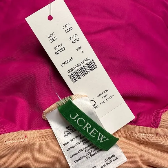 NWT‎ J. Crew Women's Pink Ruched Ruffle One-Piece Swimsuit Size 4 Poolside Beach - Image 5