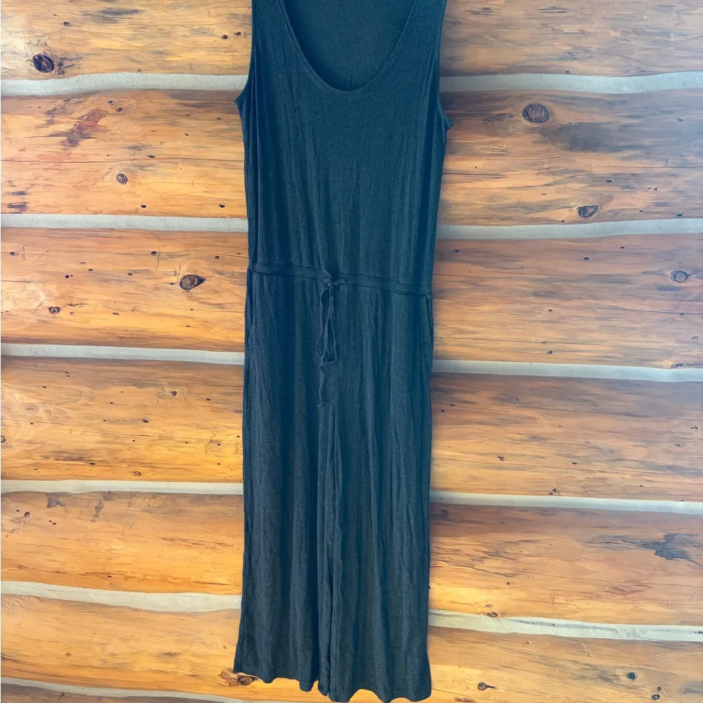 Daily Ritual Charcoal Cropped Jumpsuit size Large Gray - Image 2