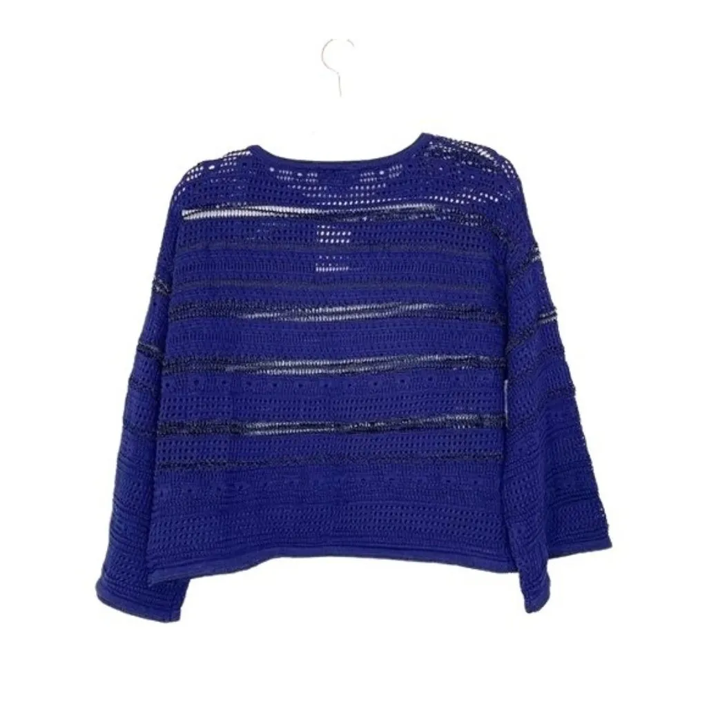 Cotton Emporium Pointelle Boat Neck Sweater Size Large Navy Long Sleeve Sz L New - Image 5