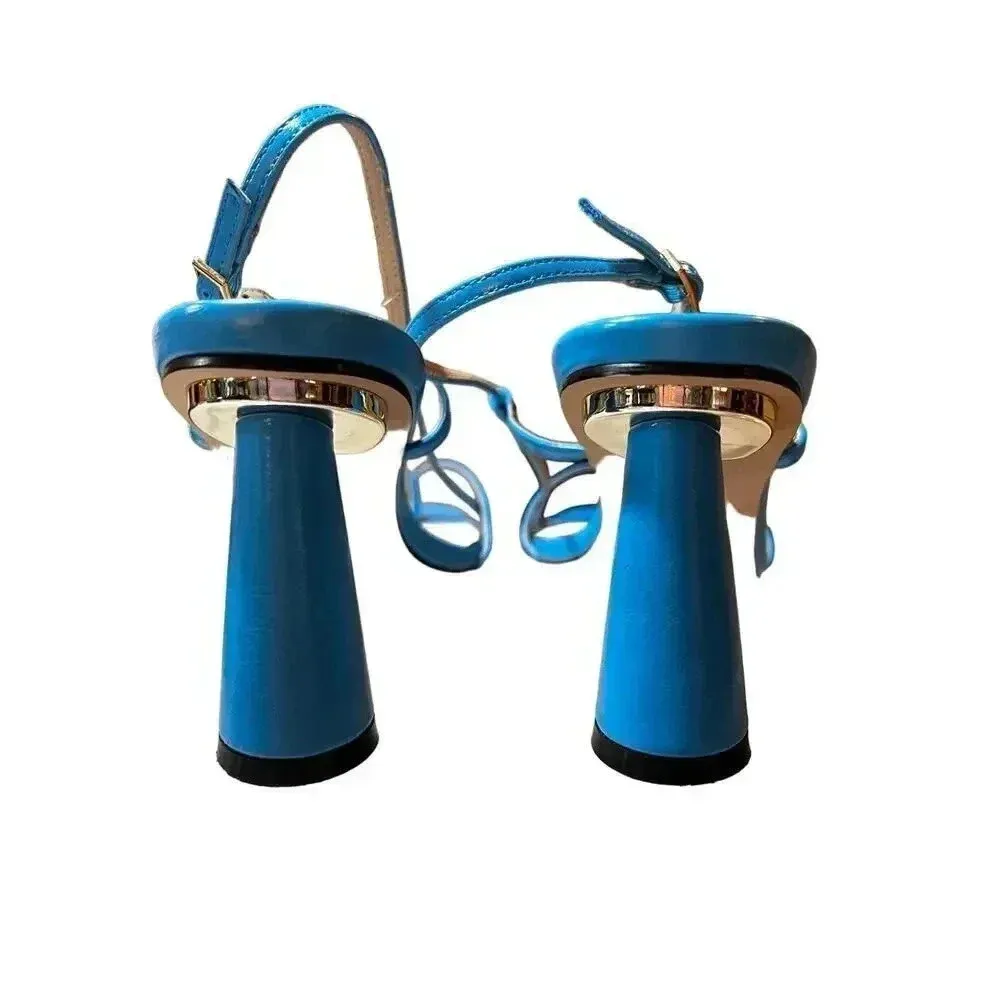 NASTY GAL strappy cone square toe heels size 8 - Image 2