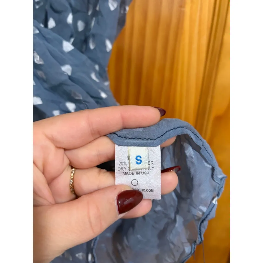 Lewis Cho Blue Sheer Sleeveless Silk Blend Blouse Top Size S Made in USA - Image 3