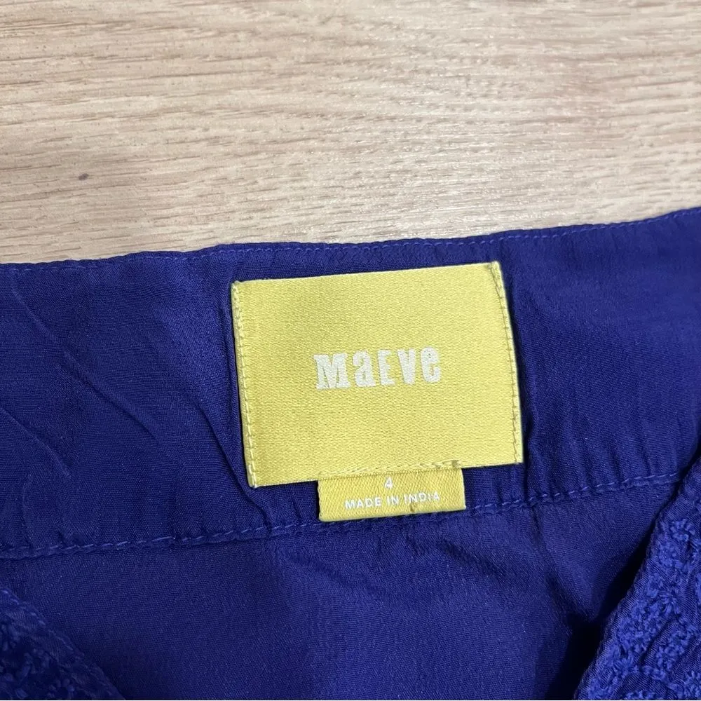 Anthropologie Maeve Purple Viscose Kimono V-Neck Short Sleeve Top Size 4 - Image 3