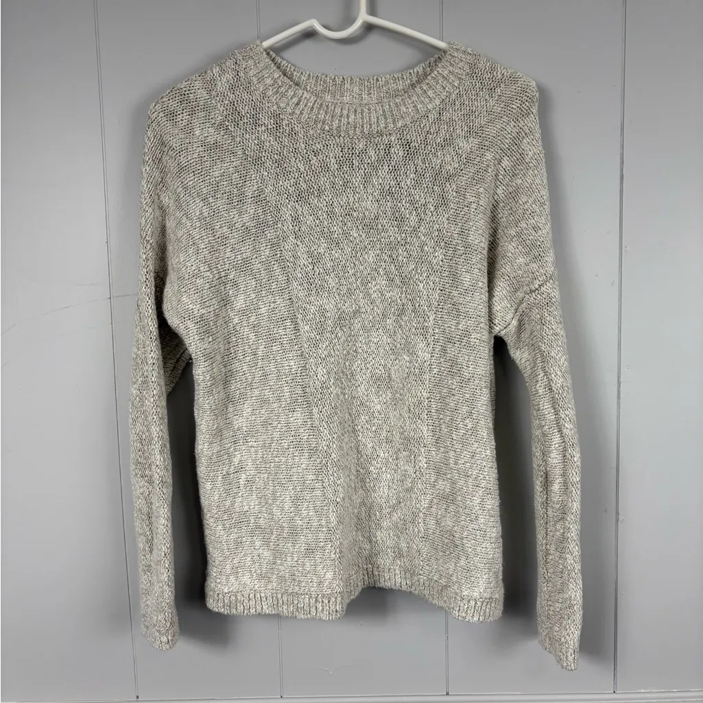 Vince Beige Cream Linen Blend Crew Neck Sweater Relaxed Fit Pullover Medium - Image 2