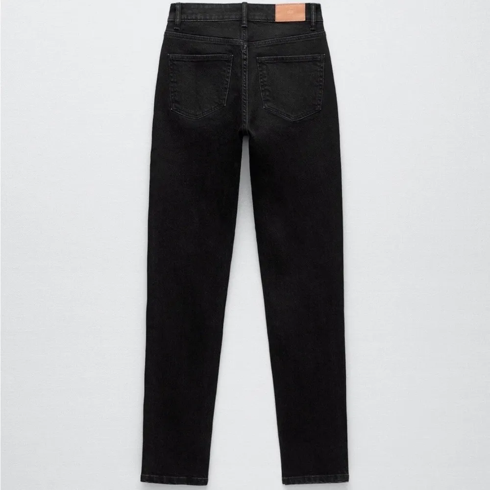 Zara Split Hem Slim Jeans Black High-Rise Full Length Straight Leg Size 8 - Image 5