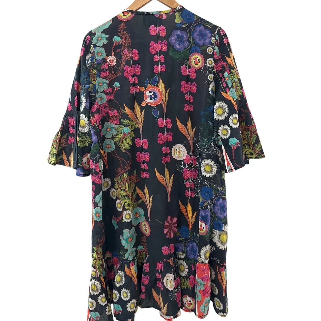 Cynthia Rowley  Pleated Button Up Flutter Sleeve Dress Multi Size Medium Long - Image 4