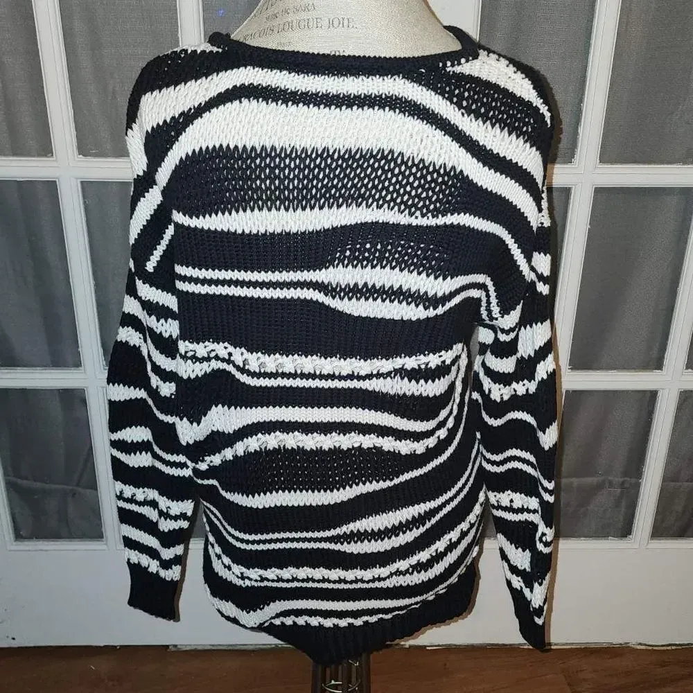 Derek Lam 10 Crosby Womens Black White Cashmere Blend Pullover Sweater‎ Medium - Image 2