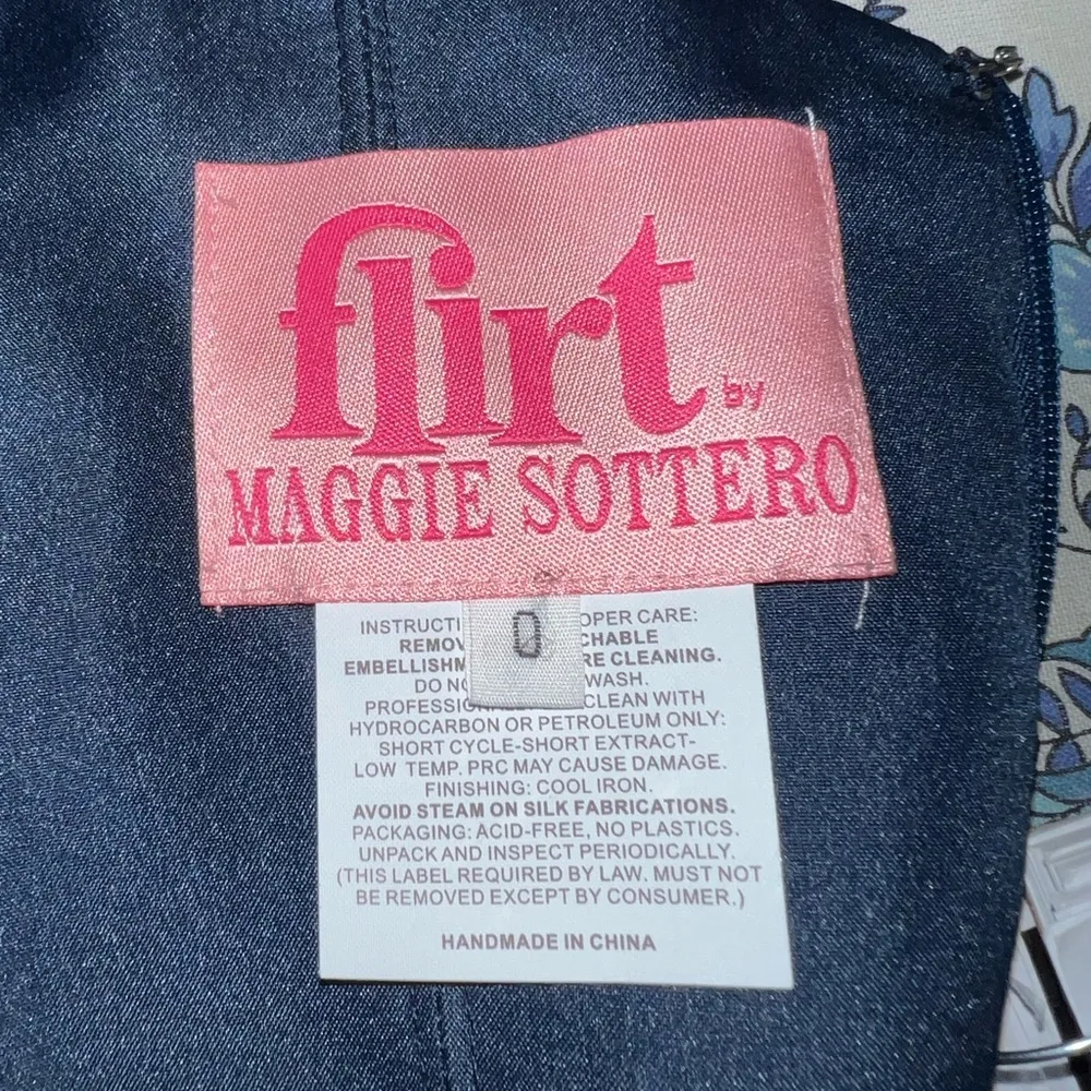 Gorgeous New Flirt by Maggie Sottero Navy Satin Jeweled Prom Gown! Blue Size 0 - Image 7