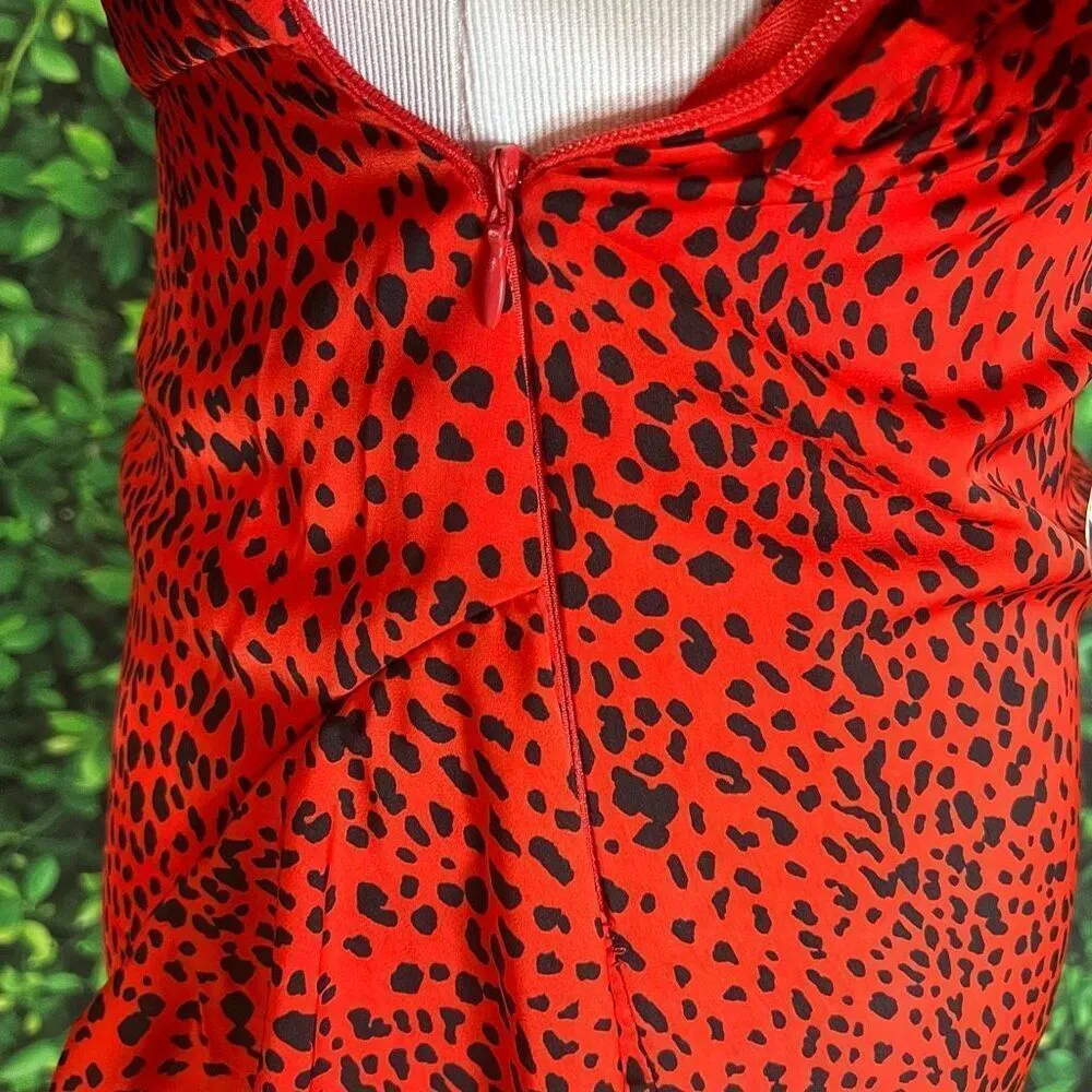 River Island red ruffled animal print cold shoulder midi dress 10 - Image 12