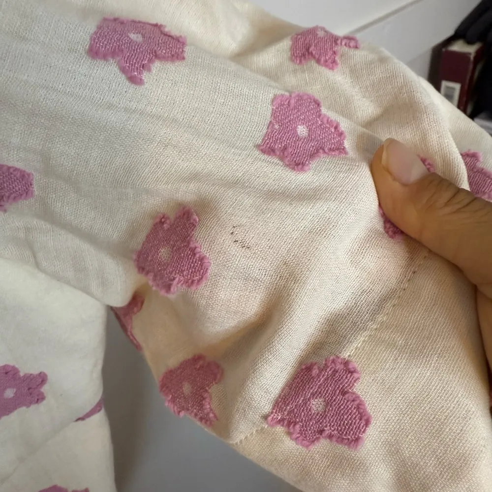 For Love And Lemons Pink Floral Embroidered Puff Sleeve Bodice Top - Image 8