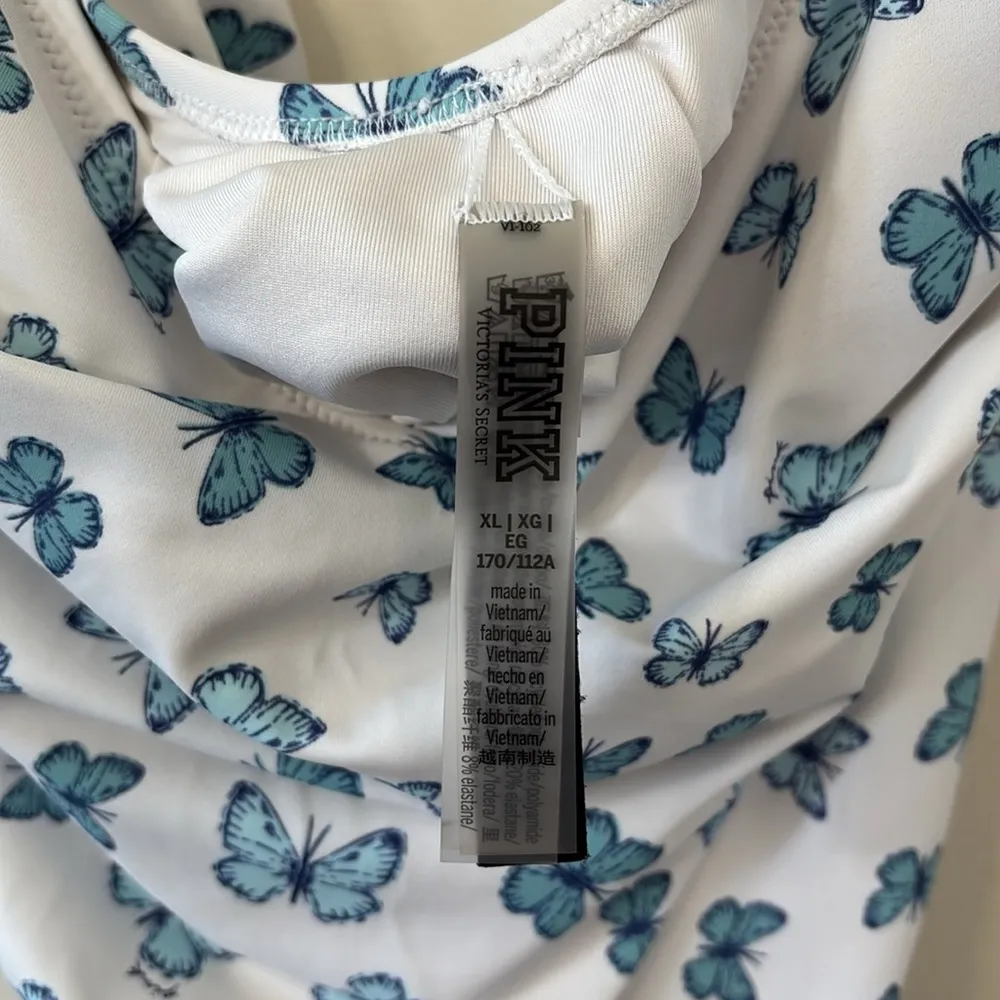 PINK Optic White Butterfly Plunge Adjustable One Piece Bathing Suit Size XL - Image 12