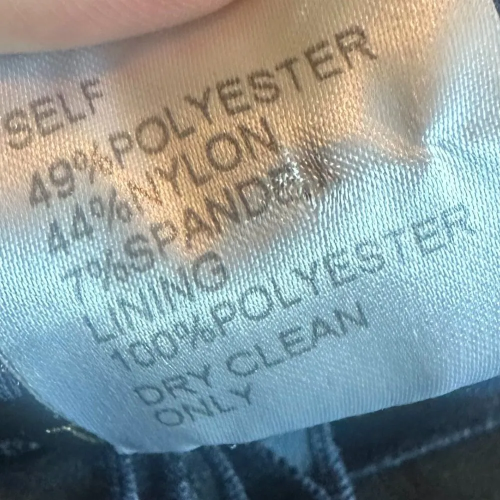 Tadashi Shoji Navy Tiered Sheath Dress Rosette V-Neck Short Sleeve Size 10 Women - Image 9