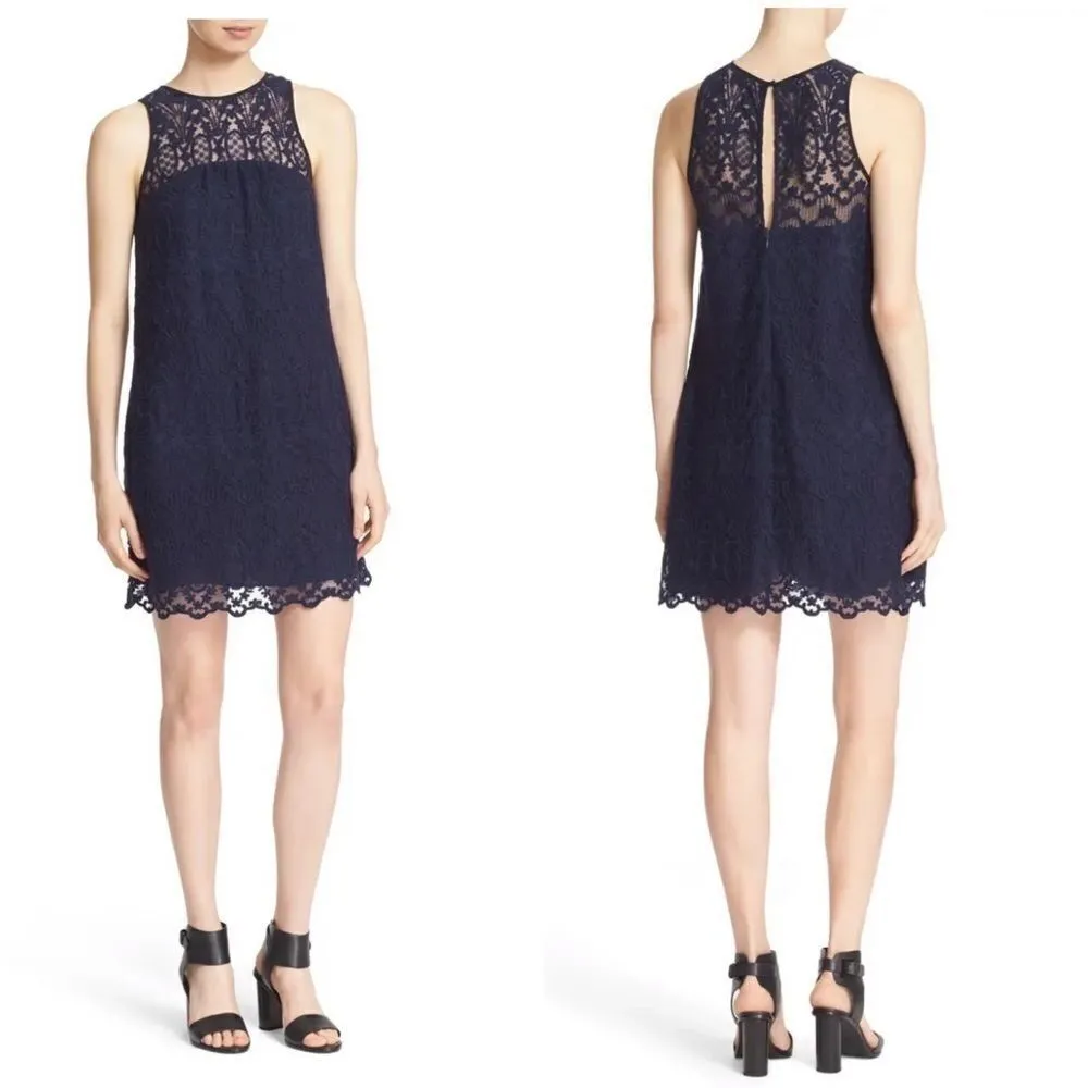 Joie Fahfia B Lace Shift Dress Navy Blue Small - Image 2