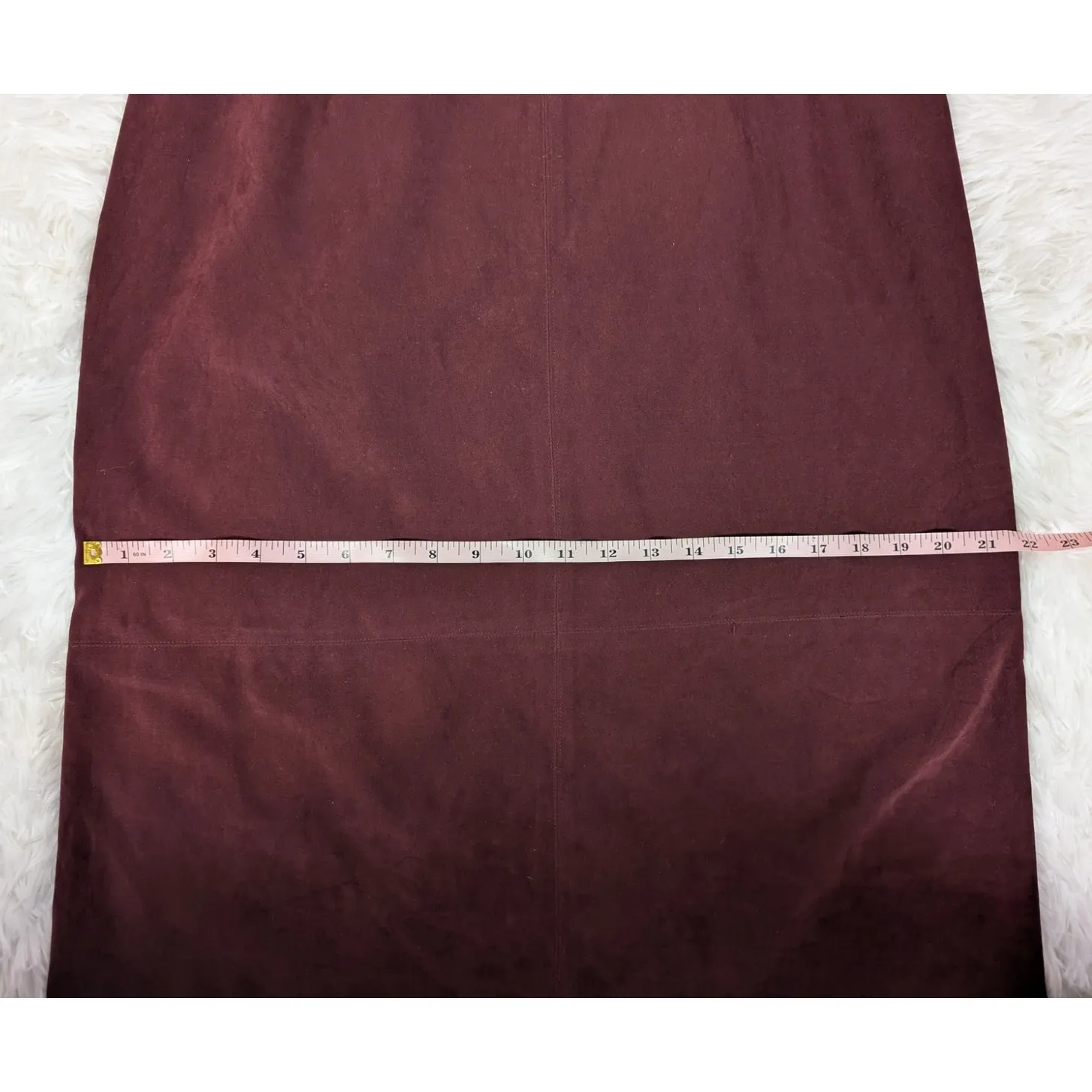 Y2K A-Line Faux Suede Midi Skirt Burgundy Brown Size 12 by Norton McNaughton - Image 8